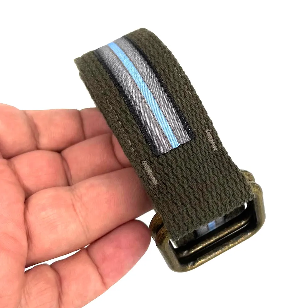 Olive, Grey & Pale Blue Multi Stripe Belt by OneMagnificentBeast - Made In USA sold by Blade + Blue product image thumbnail 2