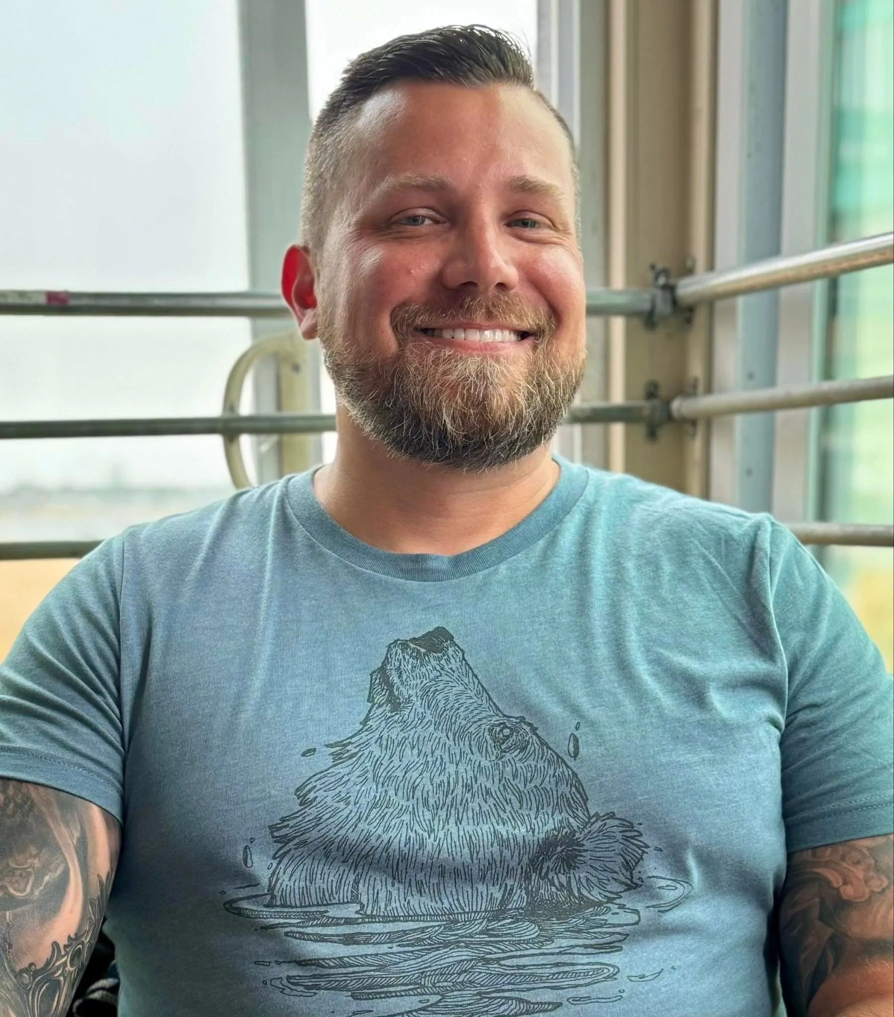 Teal Blue Crystallized Emerging Bear Graphic T-Shirt (Size S) sold by Blade + Blue product image thumbnail 2