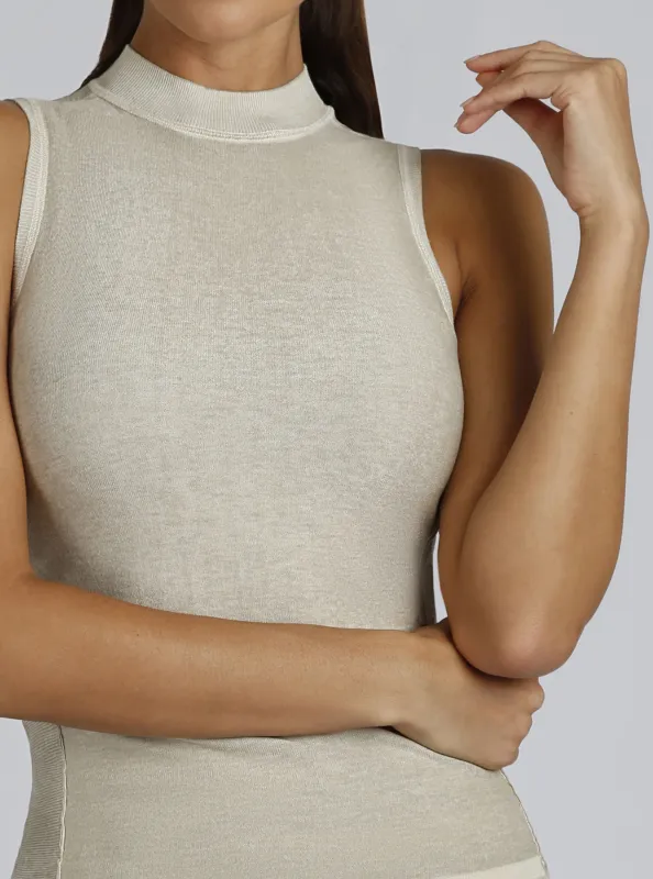 Silk Cashmere LuxeKnit Astrid Mock Neck Top sold by blanc noir