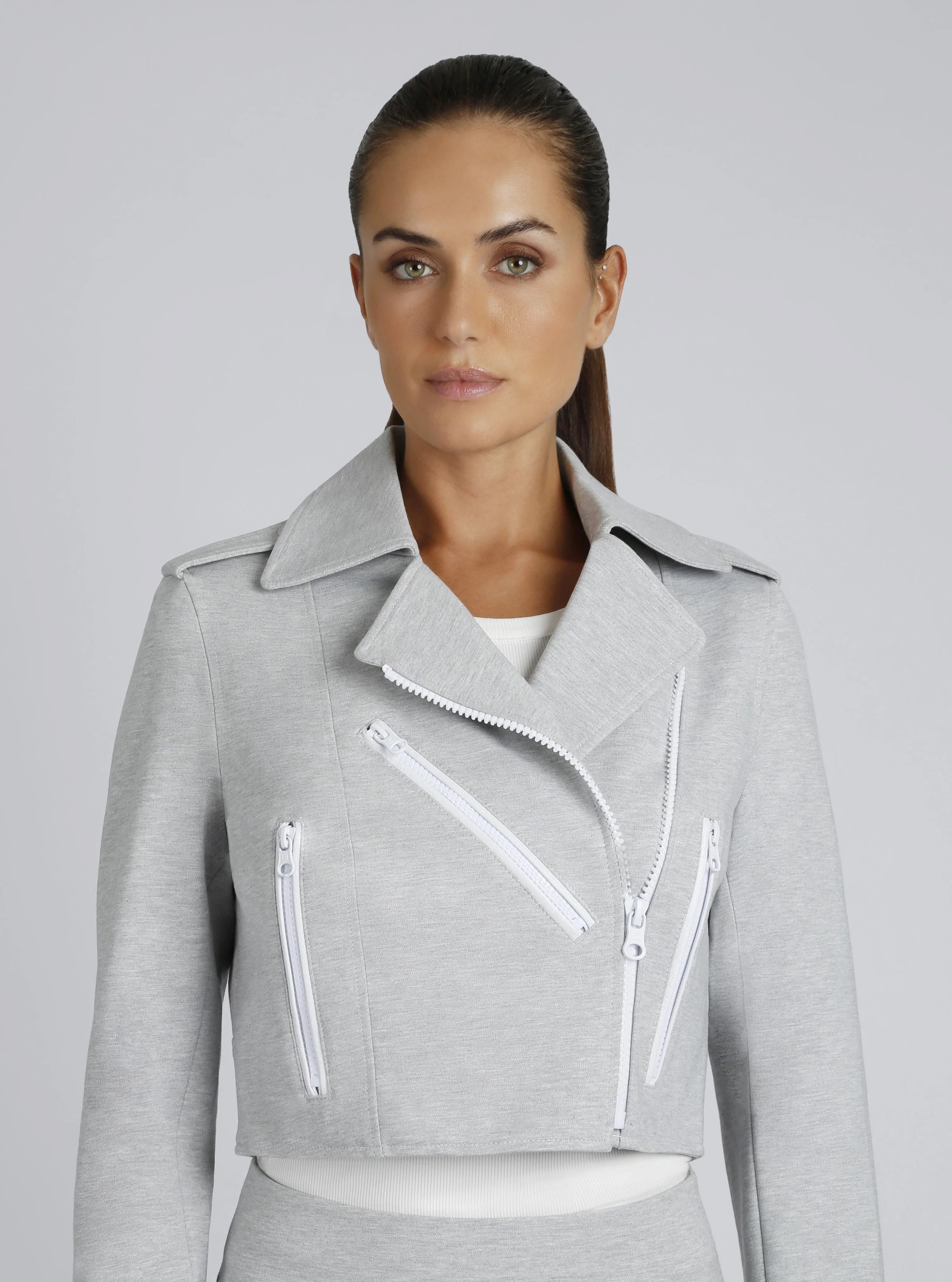 Cleo Cropped Ponte Moto Jacket sold by blanc noir product image thumbnail 5