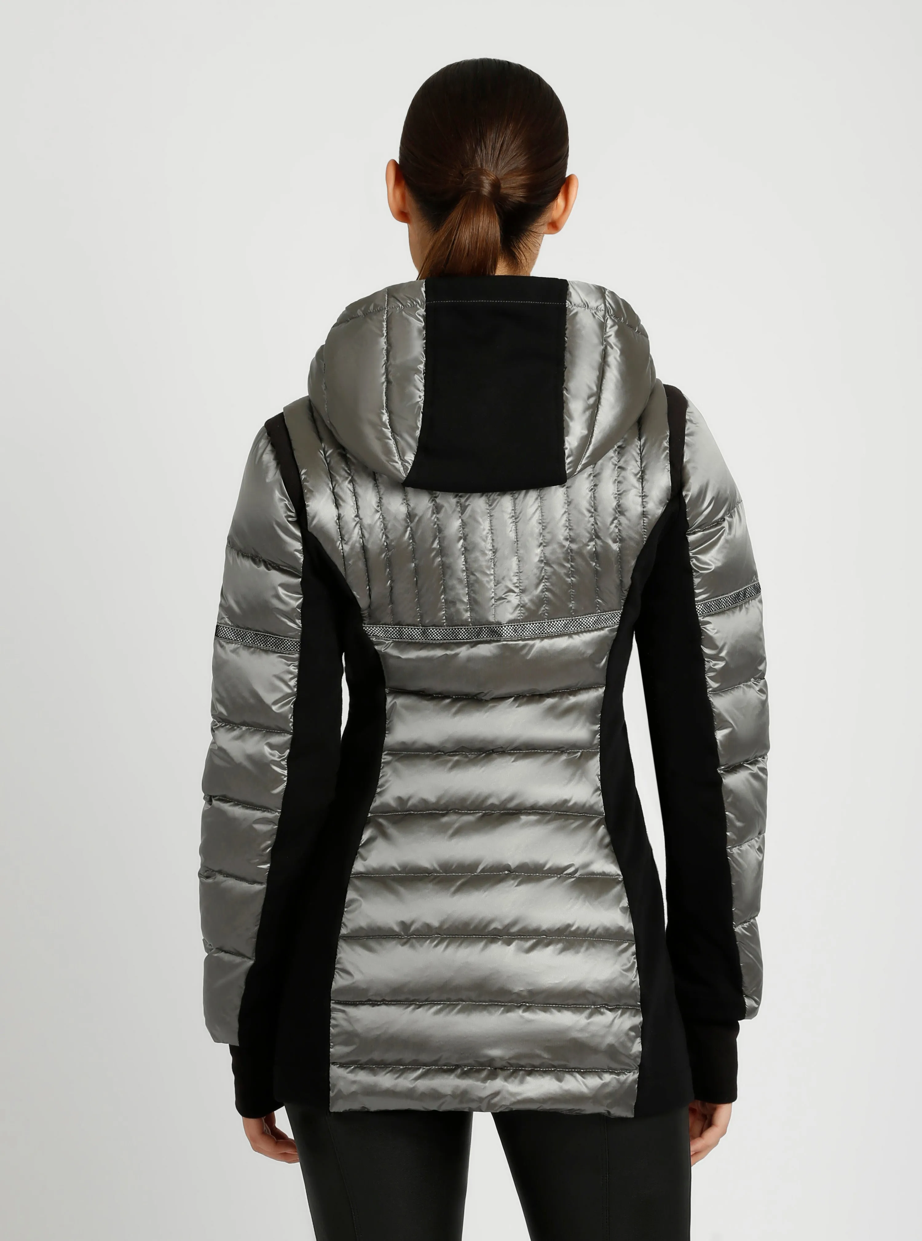Reflective Inset Down Filled Feather Weight Parka sold by blanc noir product image thumbnail 2