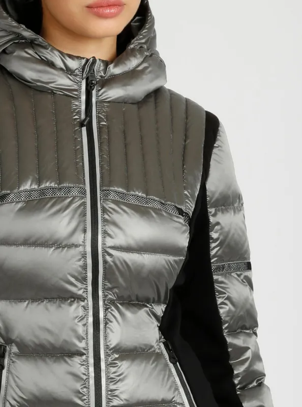Reflective Inset Down Filled Feather Weight Parka sold by blanc noir