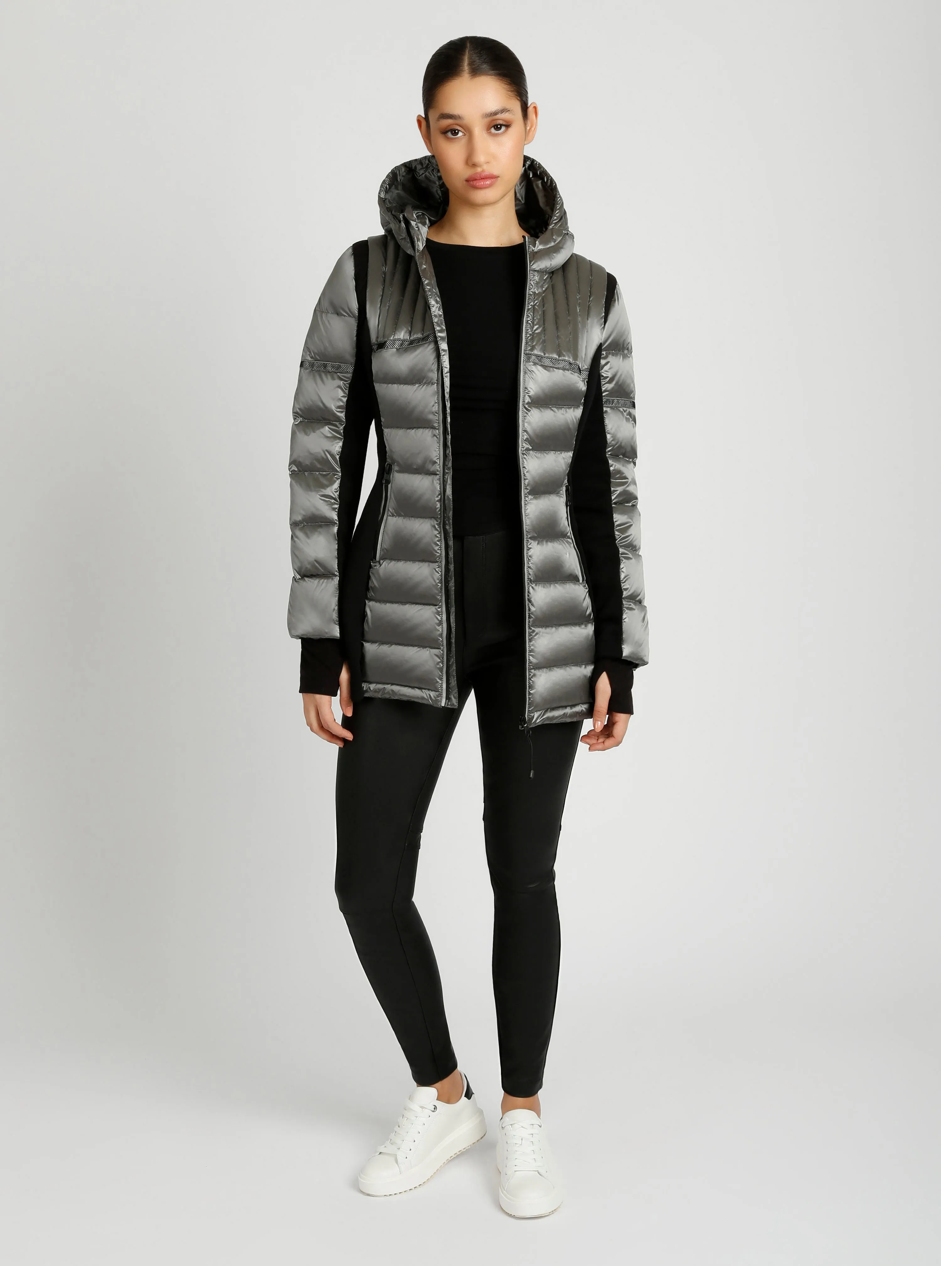 Reflective Inset Down Filled Feather Weight Parka sold by blanc noir product image thumbnail 4