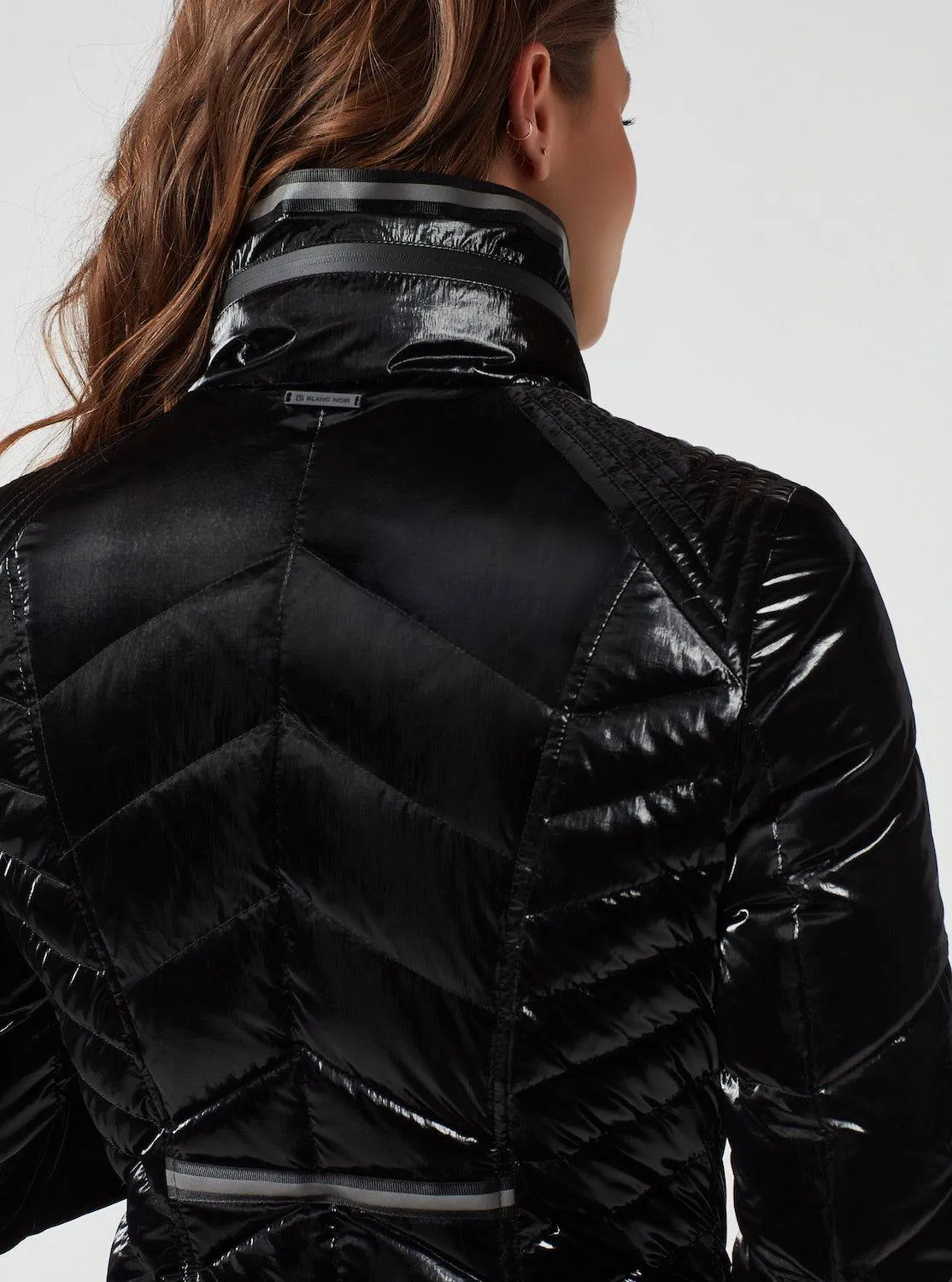 Super Hero Puffer Down Filled Jacket With Reflective Trim - Black sold by blanc noir product image thumbnail 4