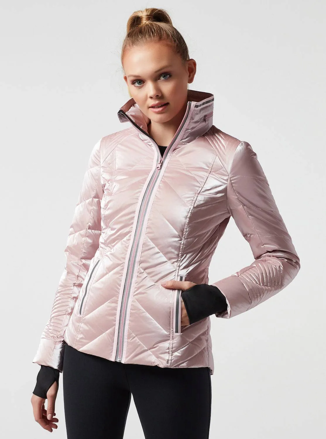 Super Hero Puffer With Reflective Trim - Pink sold by blanc noir product image thumbnail 3