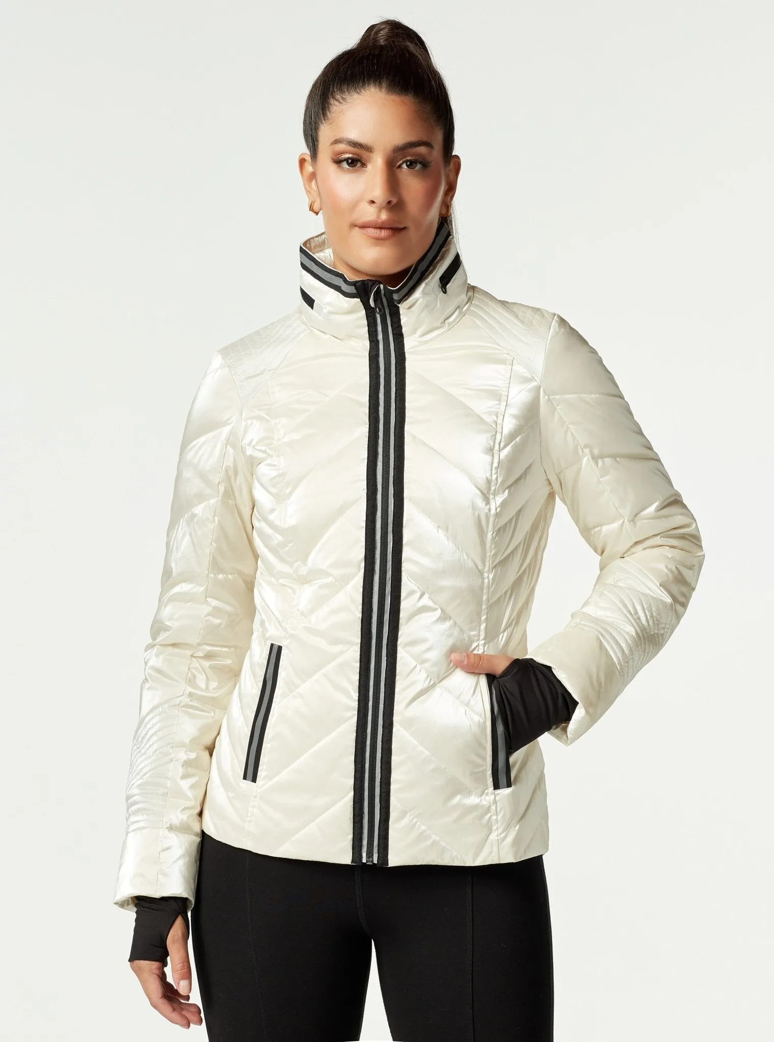 Super Hero Puffer Down Filled Jacket With Reflective Trim - Cloud Dancer FINAL SALE LAST CALL sold by blanc noir product image thumbnail 2