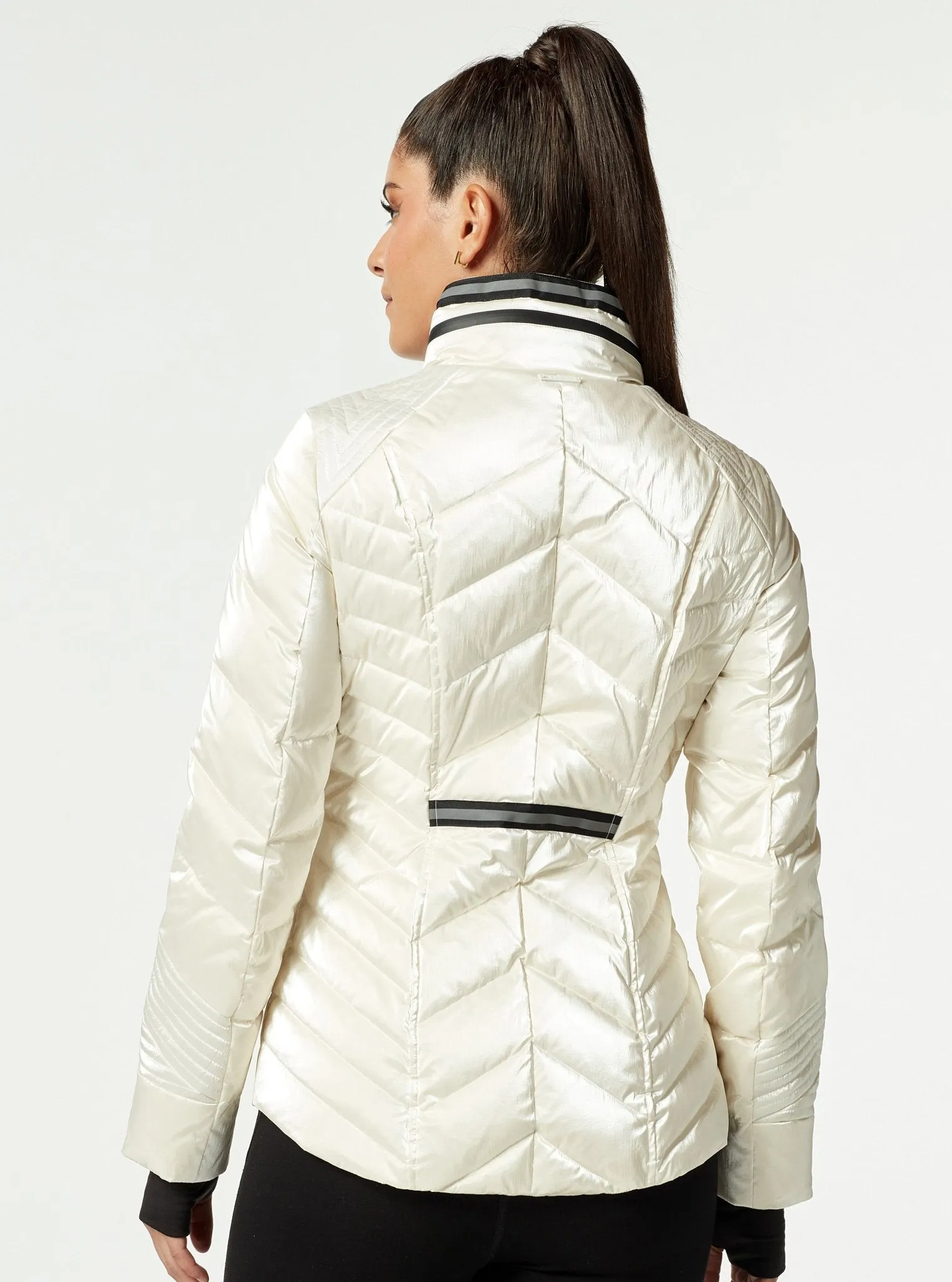 Super Hero Puffer Down Filled Jacket With Reflective Trim - Cloud Dancer FINAL SALE LAST CALL sold by blanc noir product image thumbnail 3