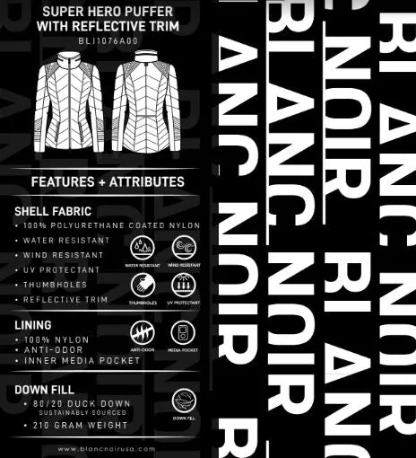 Super Hero Puffer Down Filled Jacket With Reflective Trim - Cloud Dancer FINAL SALE LAST CALL sold by blanc noir product image thumbnail 4