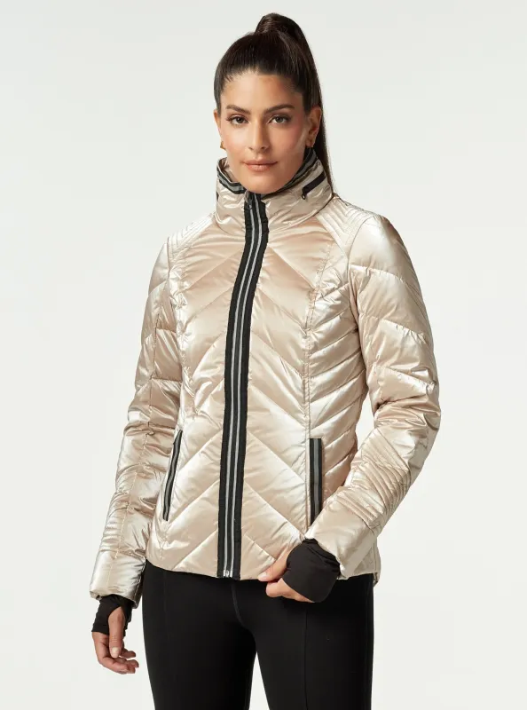 Super Hero Puffer Down Filled Jacket with Reflective Trim sold by blanc noir