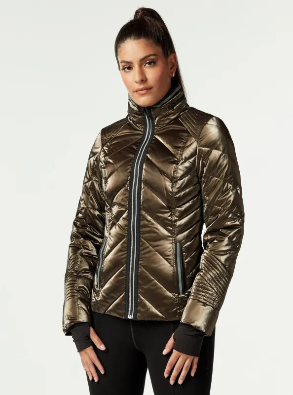 Super Hero Puffer Down Filled Jacket with Reflective Trim Cappucino BF - FINAL SALE LAST CALL sold by blanc noir