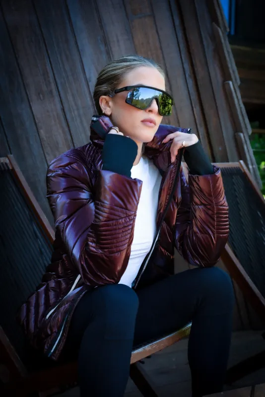 Super Hero Puffer Down Filled Jacket with Reflective Trim - Red sold by blanc noir