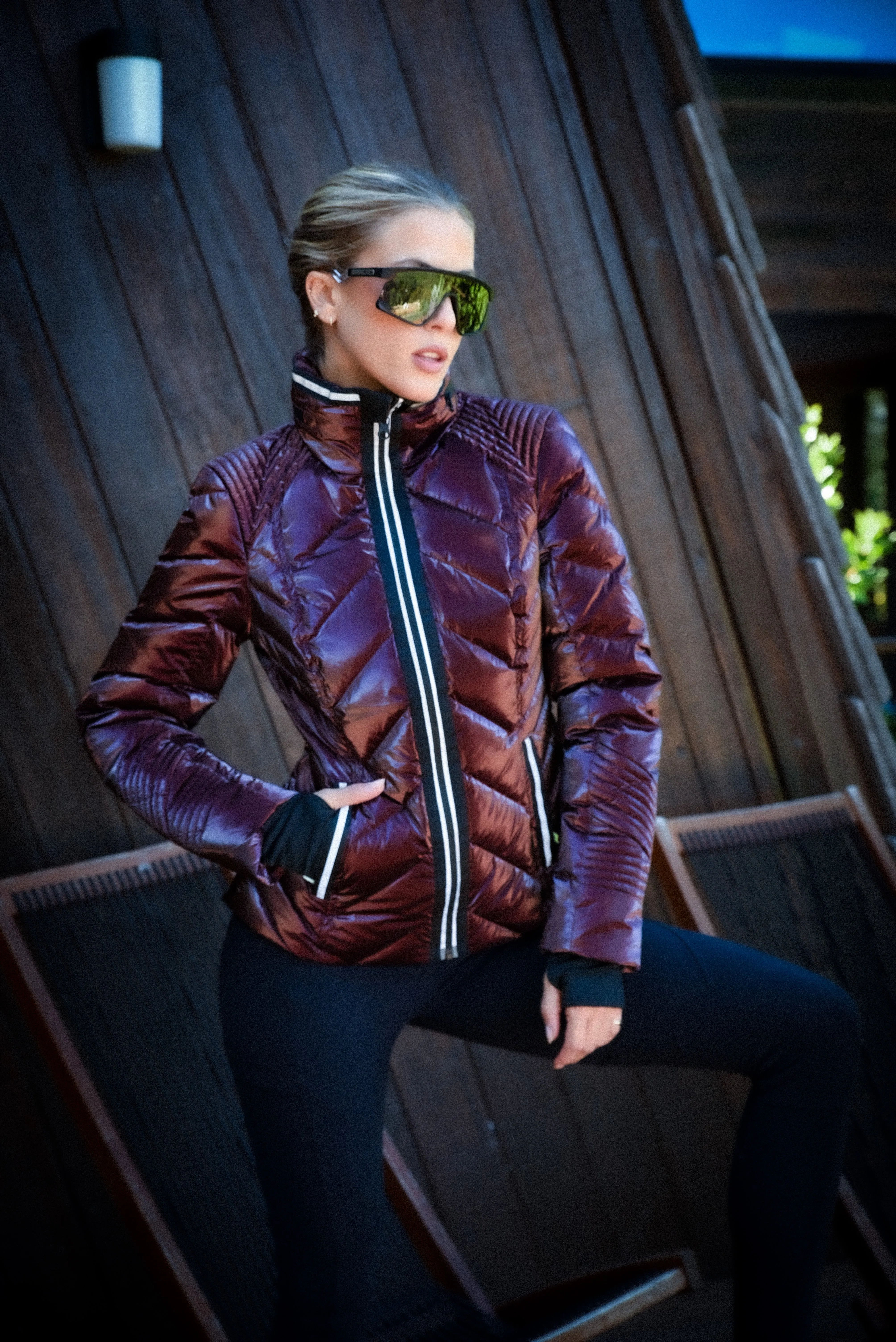 Super Hero Puffer Down Filled Jacket with Reflective Trim - Red sold by blanc noir product image thumbnail 3