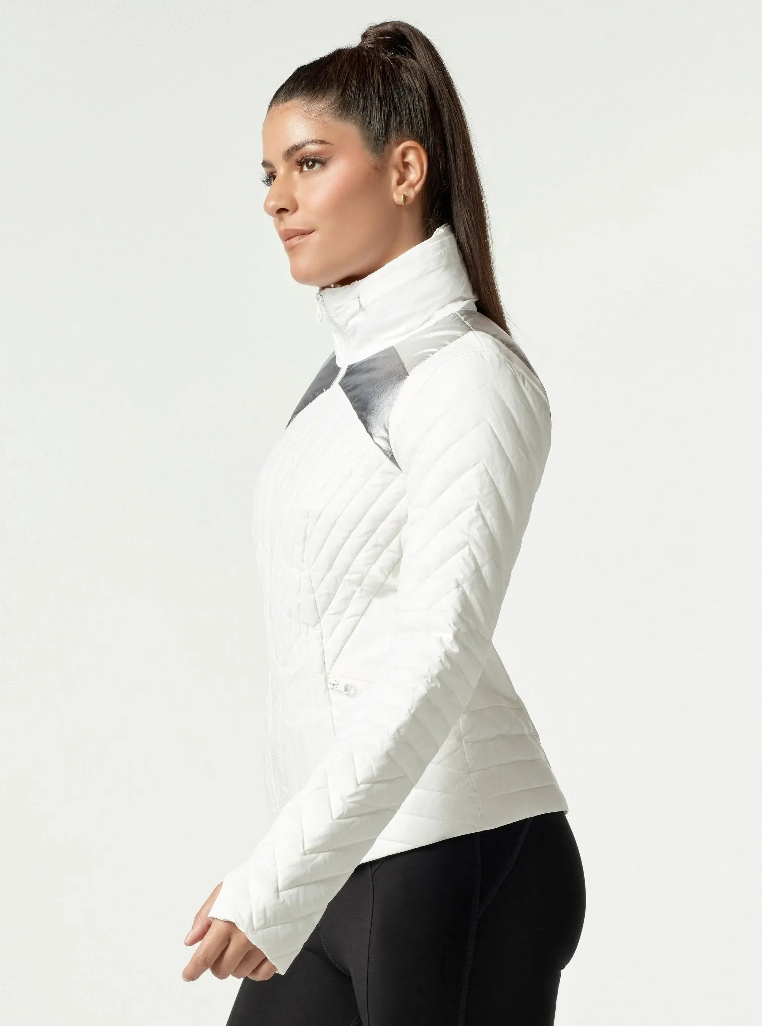 METALLIC MOTION PANEL DOWN ZIP PUFFER - Final Sale sold by blanc noir product image thumbnail 4