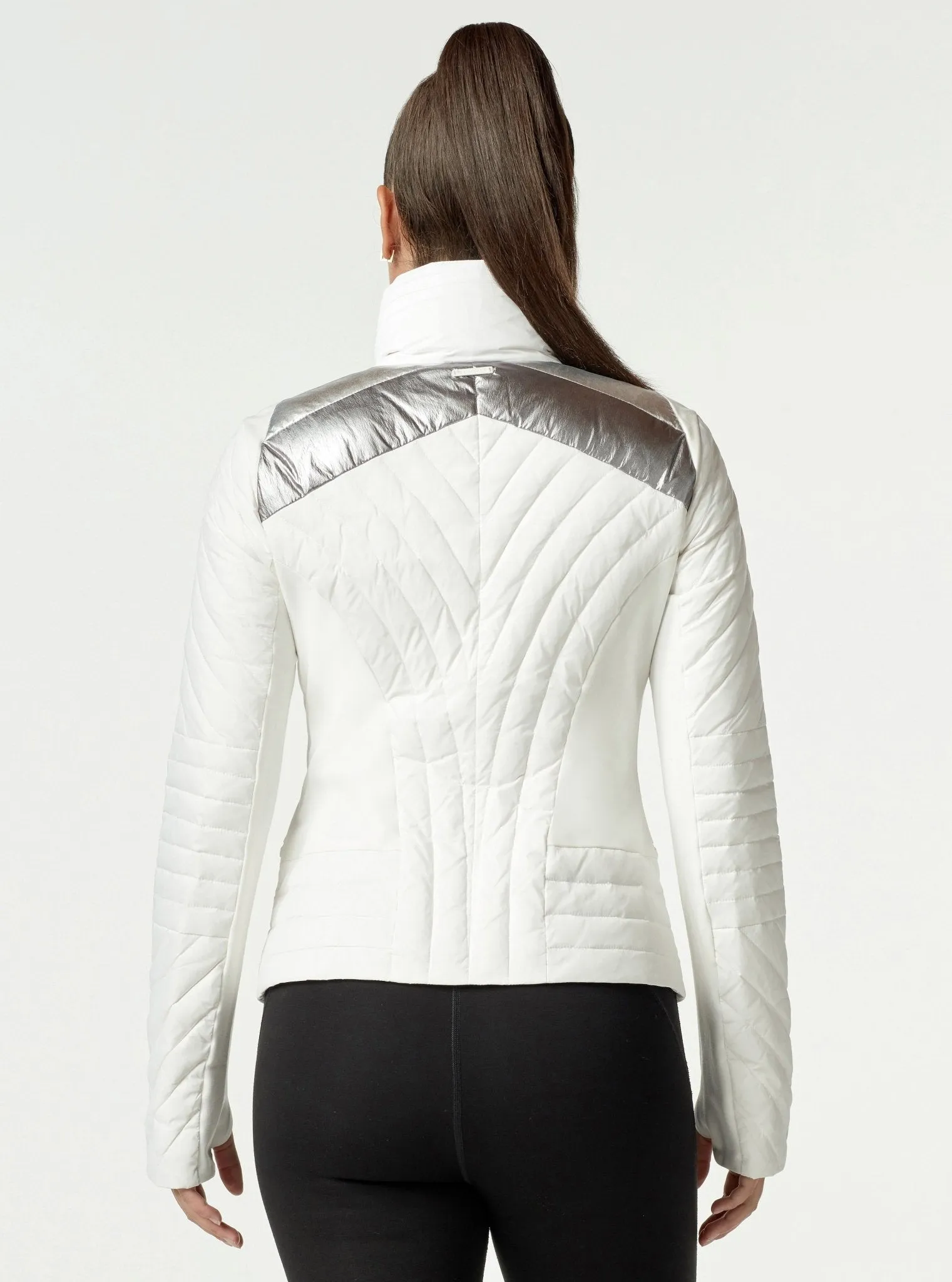 METALLIC MOTION PANEL DOWN ZIP PUFFER - Final Sale sold by blanc noir product image thumbnail 5