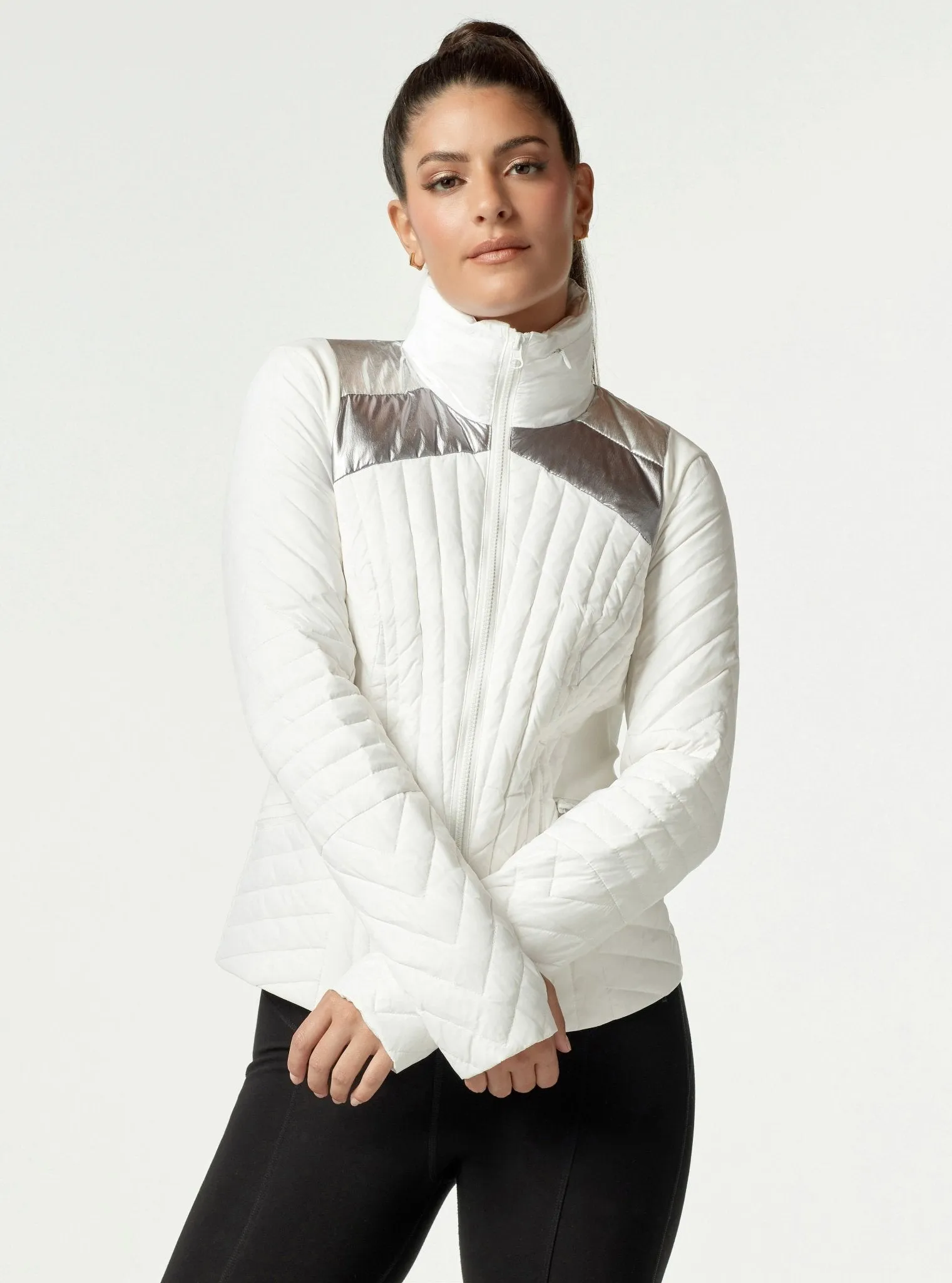 METALLIC MOTION PANEL DOWN ZIP PUFFER - Final Sale sold by blanc noir product image thumbnail 2