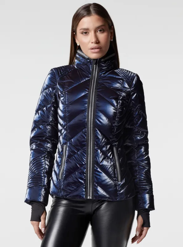 Super Hero Puffer Down Filled Jacket with Reflective Trim - True Blue sold by blanc noir