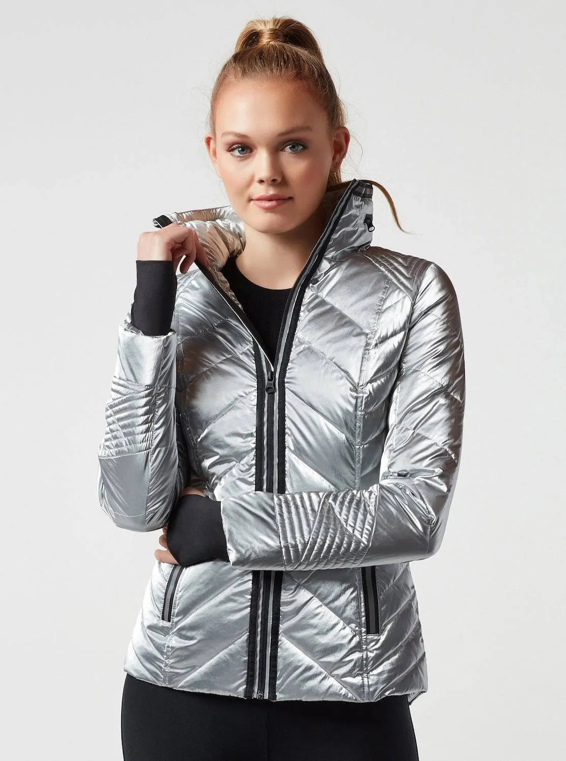 Super Hero Down Filled Puffer With Reflective Trim sold by blanc noir product image thumbnail 5