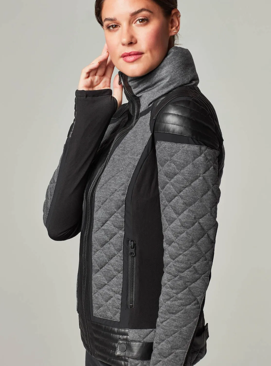 Mesh Inset Moto Puffer - Down Filled - FINAL SALE sold by blanc noir product image thumbnail 4