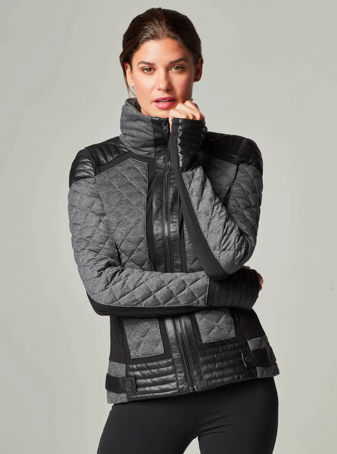 Mesh Inset Moto Puffer - Down Filled - FINAL SALE sold by blanc noir