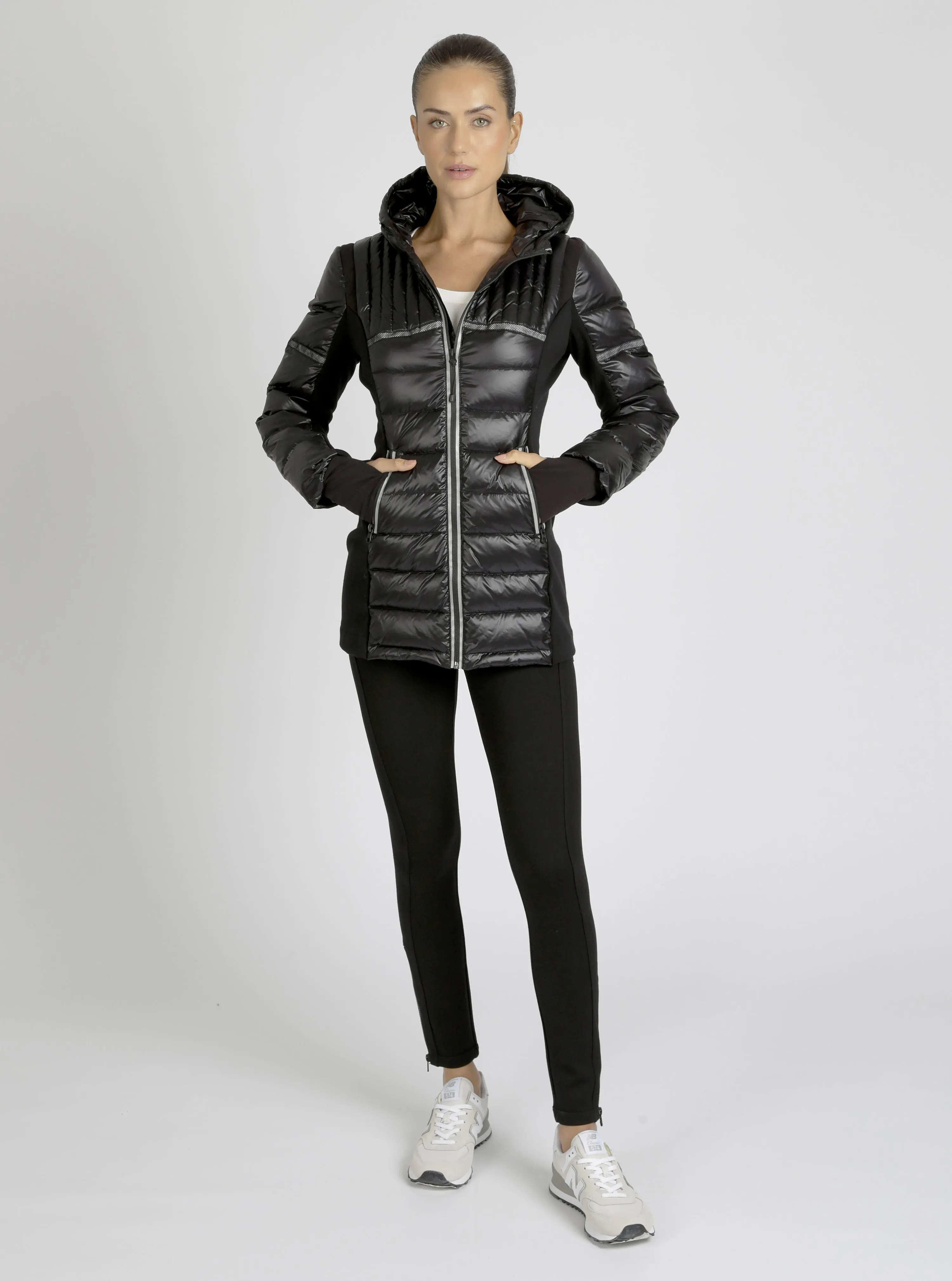 Reflective Inset Down Filled Feather Weight Parka - Black sold by blanc noir product image thumbnail 4
