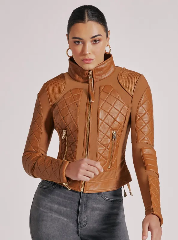 Textured Mesh Moto Jacket sold by blanc noir