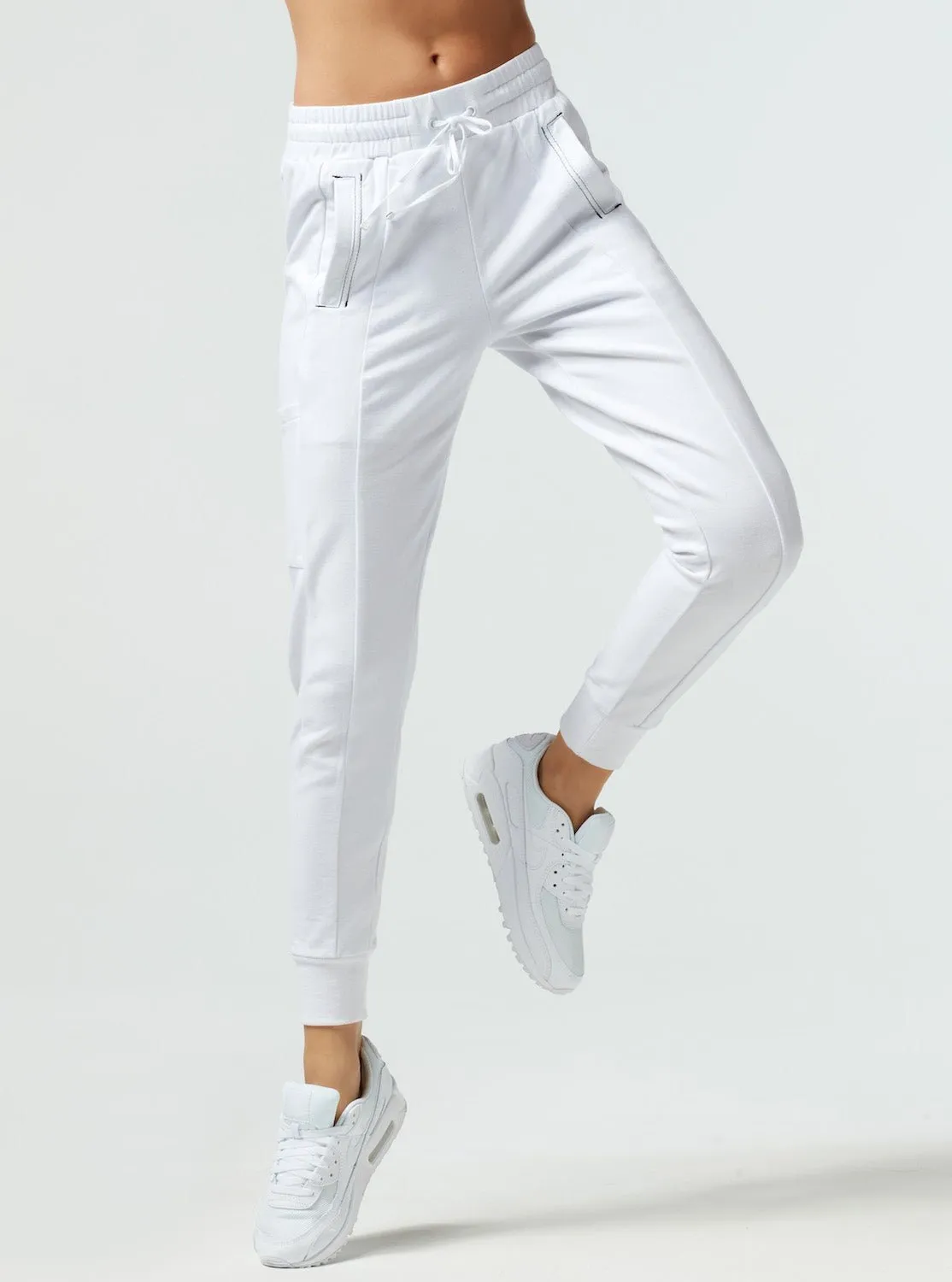 Yolo Contrast Stitch Jogger - White sold by blanc noir product image thumbnail 2