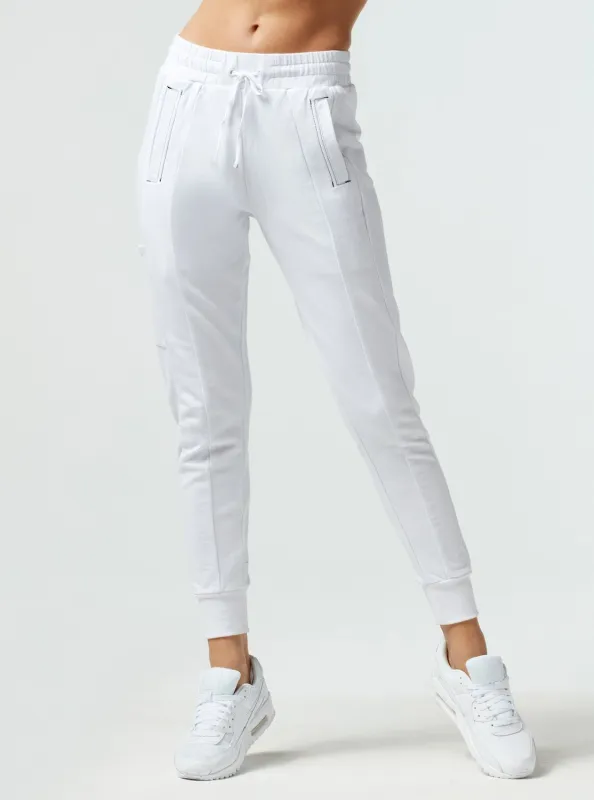 Yolo Contrast Stitch Jogger - White sold by blanc noir