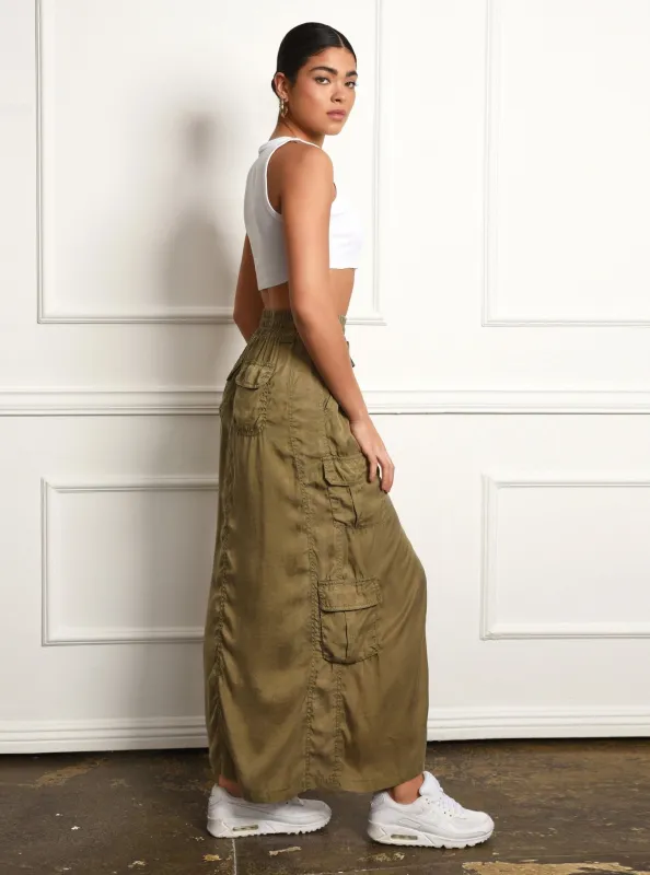 Phoenix Tencel Cargo Skirt sold by blanc noir