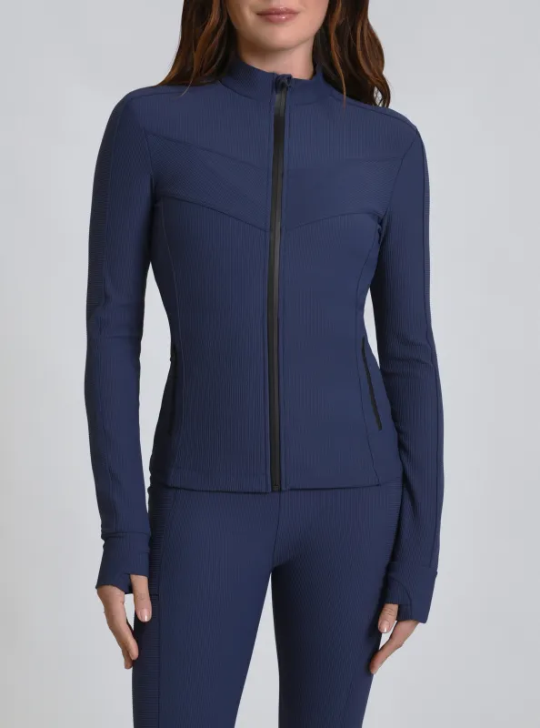 Directional Fitted Jacket - Navy sold by blanc noir