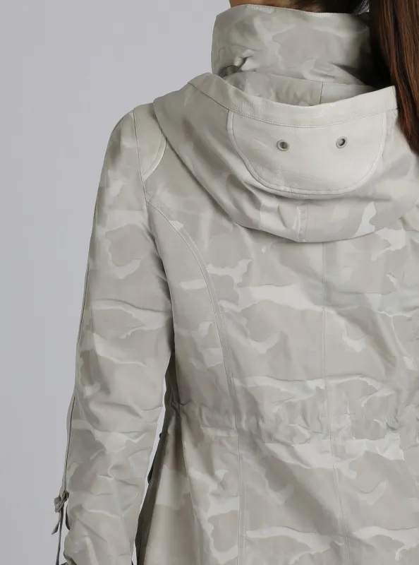 Full Zip Camo Jaquard Anorak with Hood - Pumice Stone sold by blanc noir