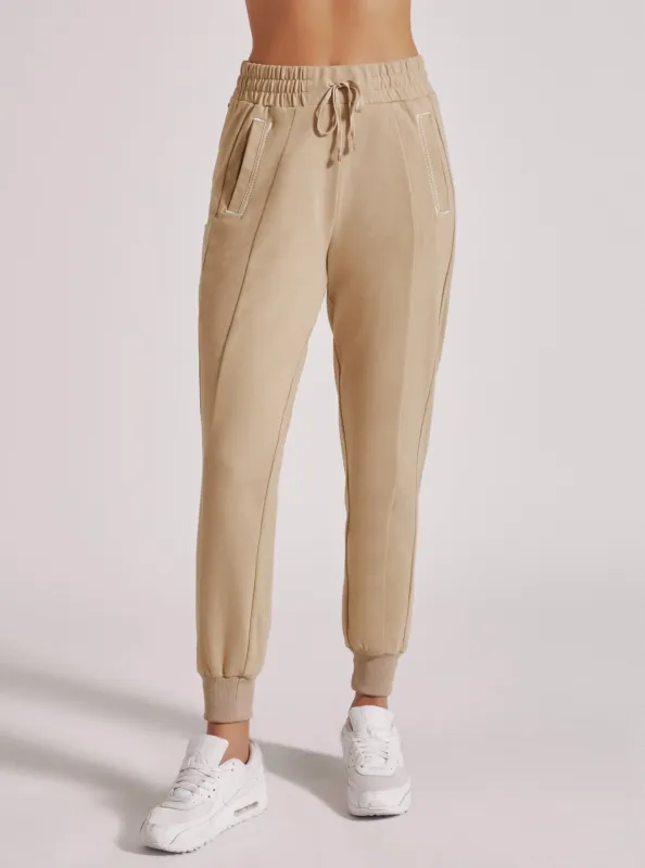 Yolo Contrast Stitch Jogger - Irish Cream sold by blanc noir