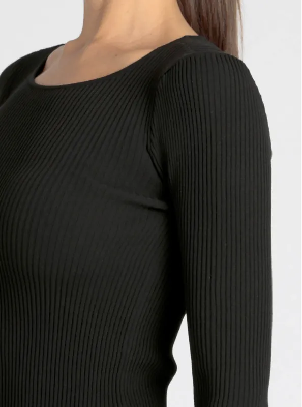 Two Tone Rib Long Sleeve Top sold by blanc noir