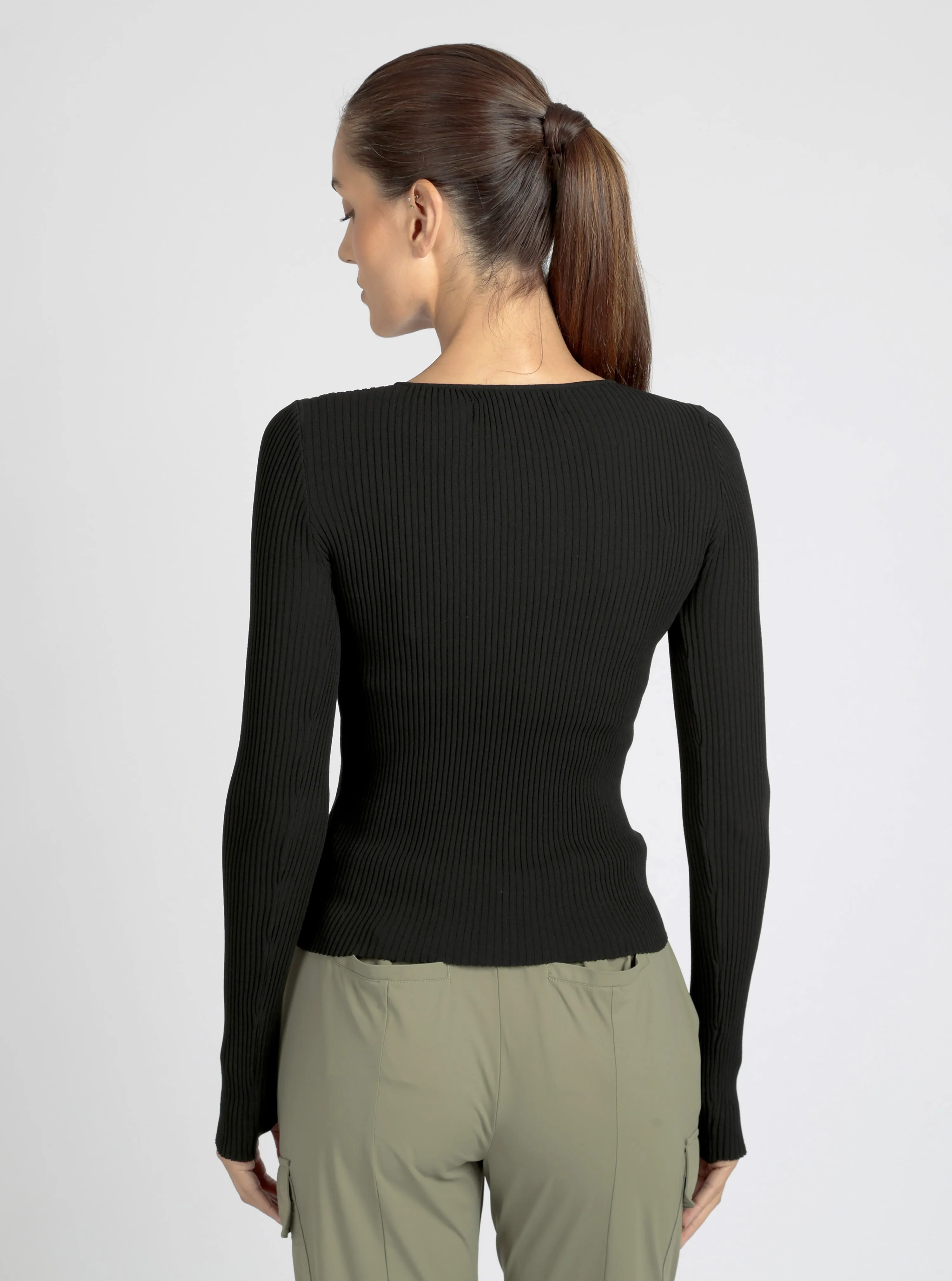 Two Tone Rib Long Sleeve Top sold by blanc noir product image thumbnail 5