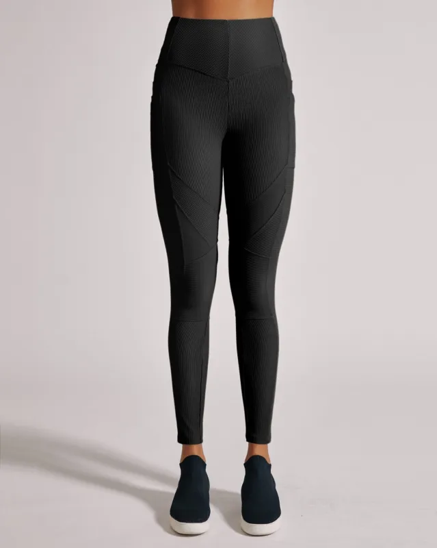 Directional Rib Legging - Black sold by blanc noir