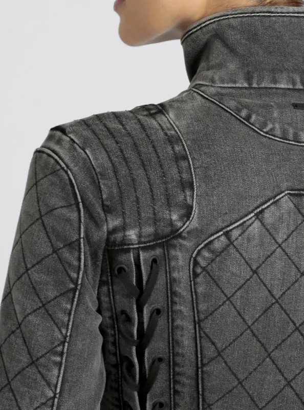 Denim Moto Jacket sold by blanc noir