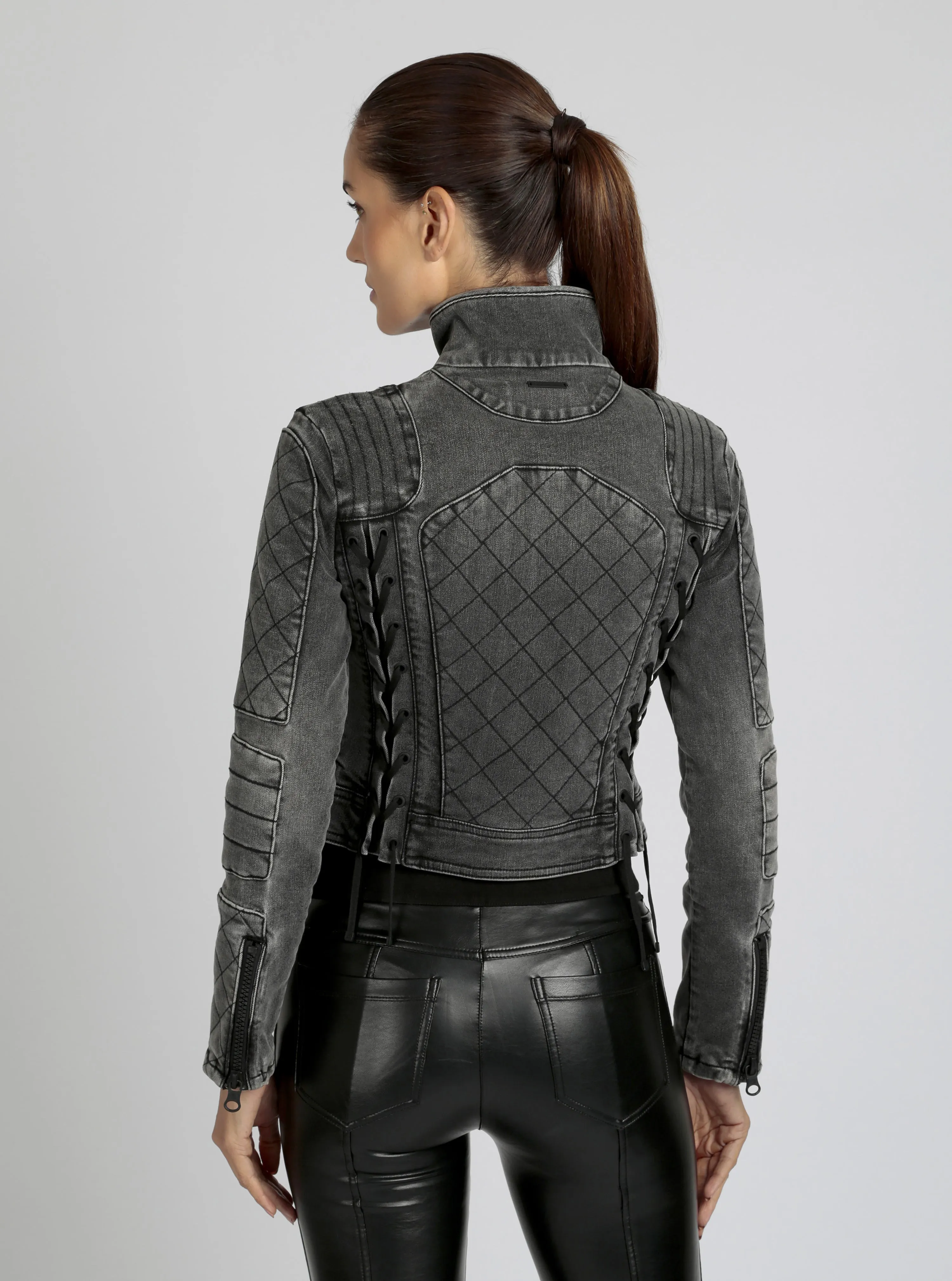 Denim Moto Jacket sold by blanc noir product image thumbnail 3