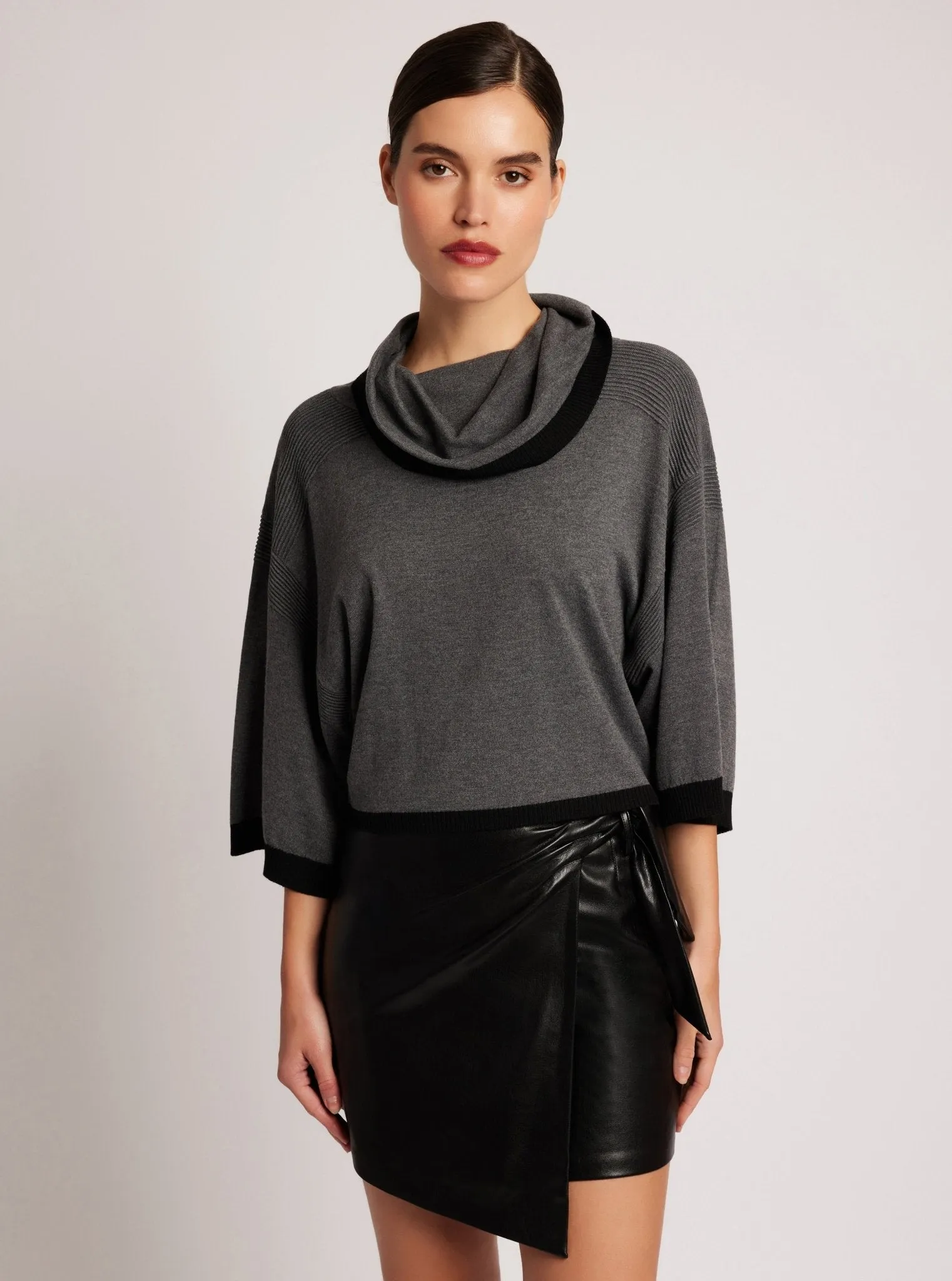 Portola Heathered Cowl Neck Sweater sold by blanc noir