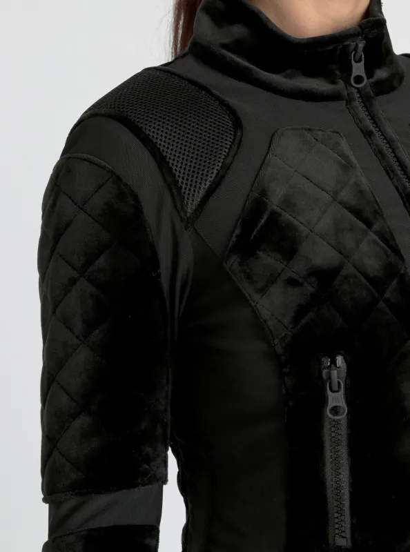 VELOUR MOTO JACKET - Black sold by blanc noir