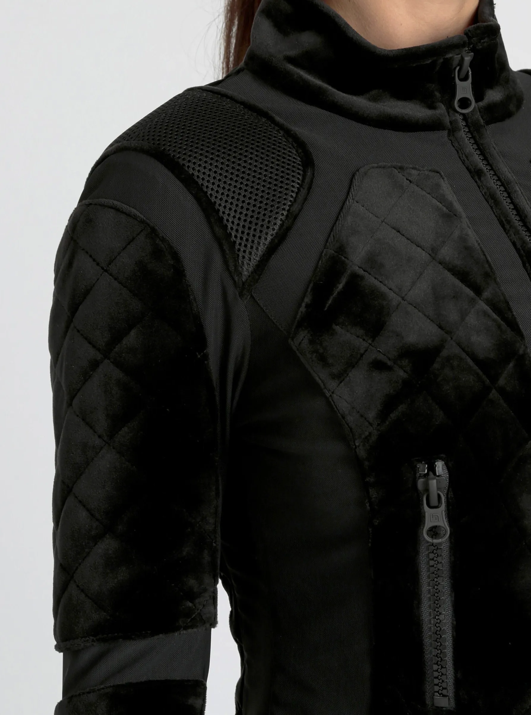 VELOUR MOTO JACKET - Black sold by blanc noir