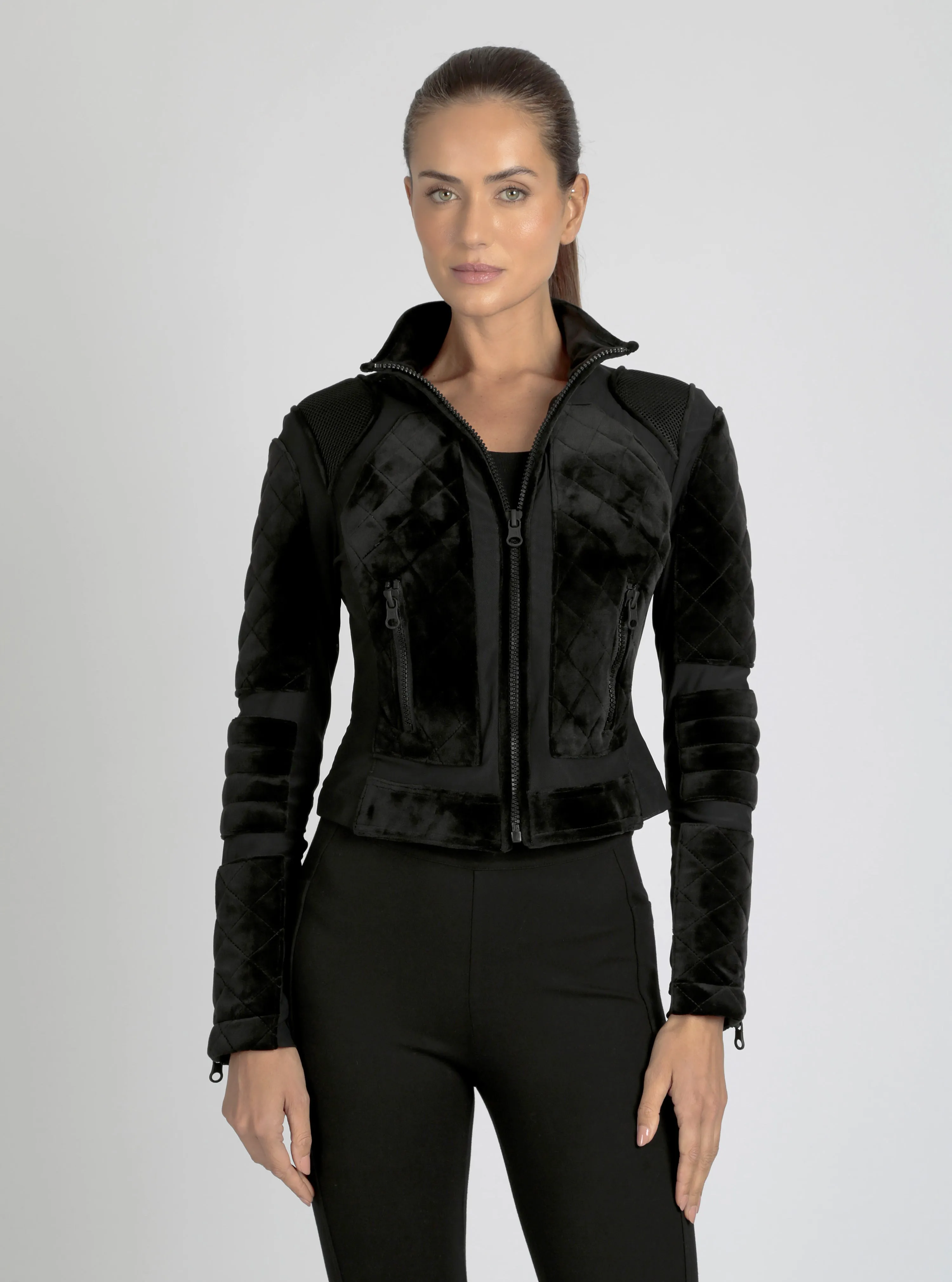 VELOUR MOTO JACKET - Black sold by blanc noir product image thumbnail 5