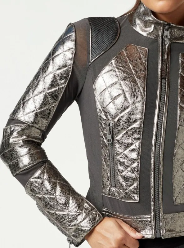 Metallic Moto Mesh Jacket - Gunmetal sold by blanc noir