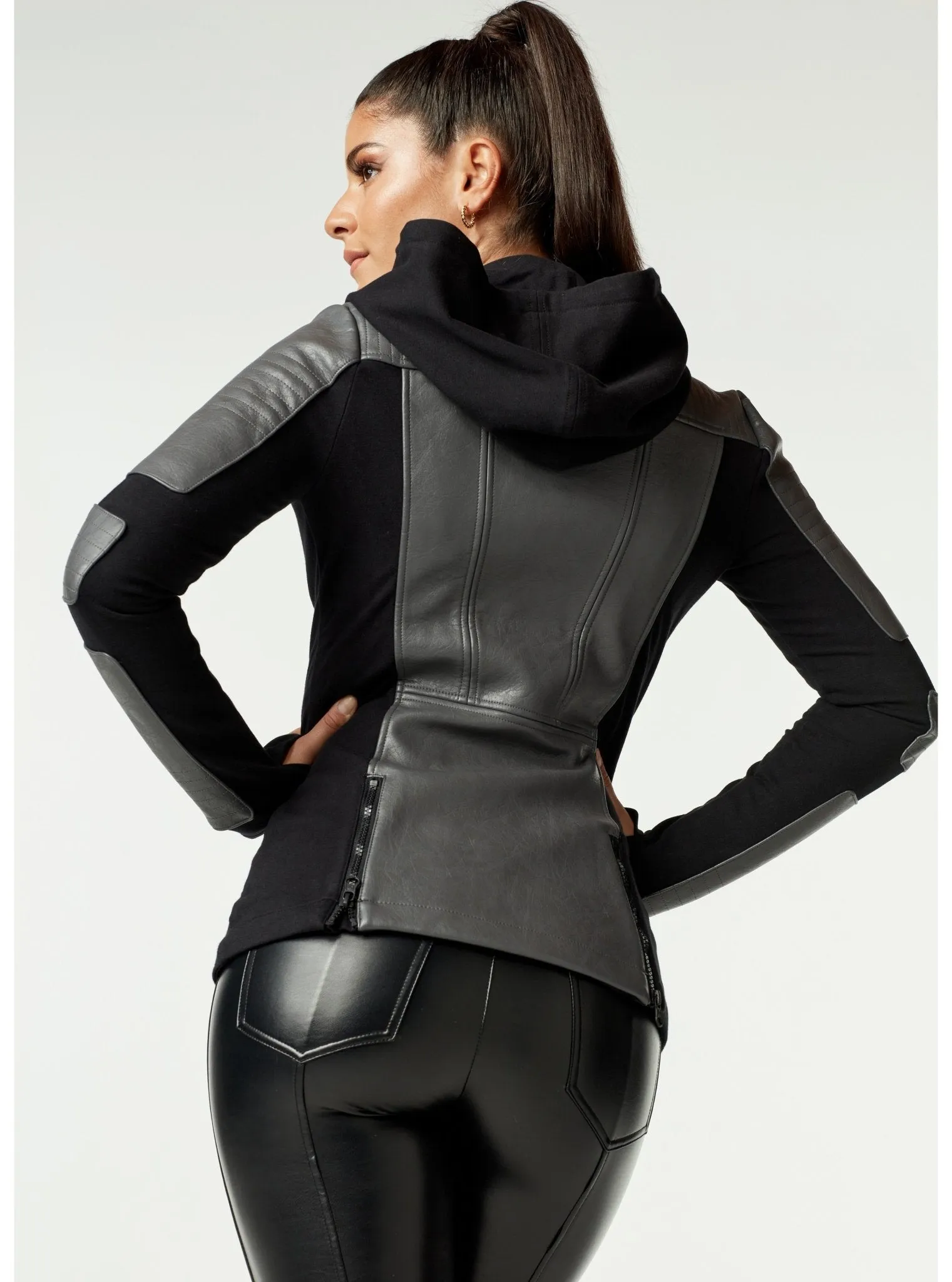 Asym Hooded Moto - Grey/Black sold by blanc noir product image thumbnail 5