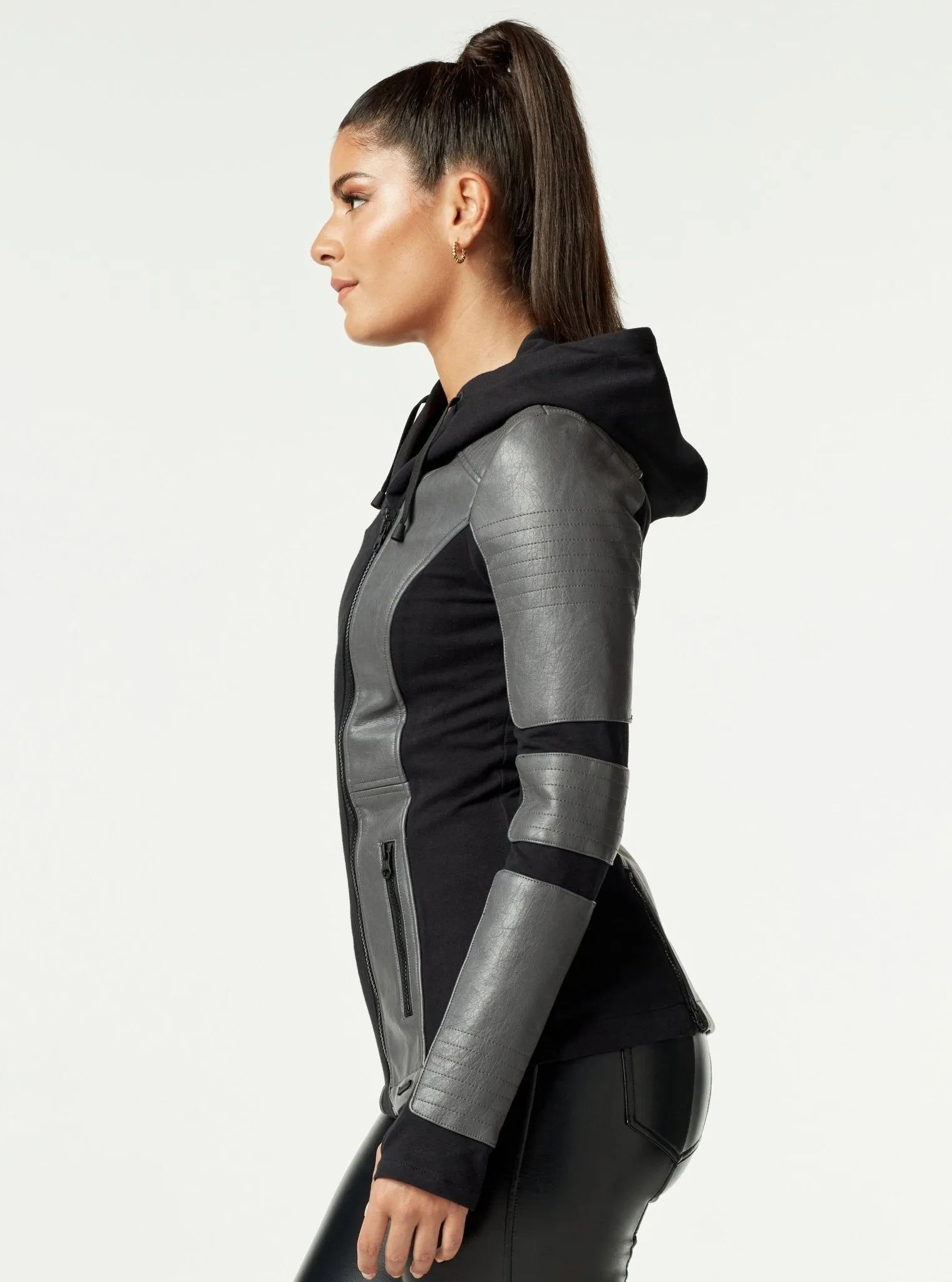 Asym Hooded Moto - Grey/Black sold by blanc noir product image thumbnail 4