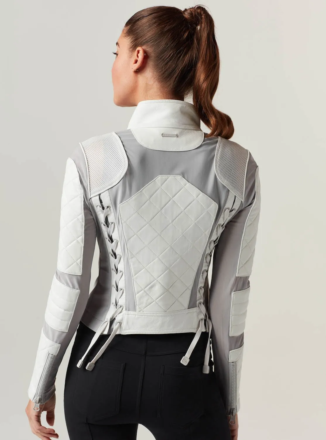 Classic Leather Mesh Moto - White / Gray sold by blanc noir product image thumbnail 4