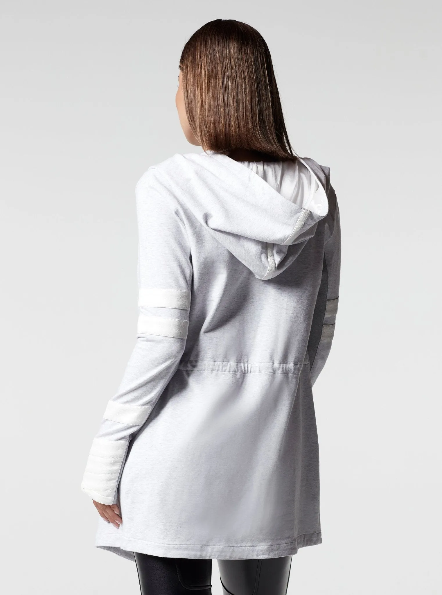 Maitri Stretch Wrap Traveller Jacket with Vegan Trim and Silk Hood sold by blanc noir product image thumbnail 3