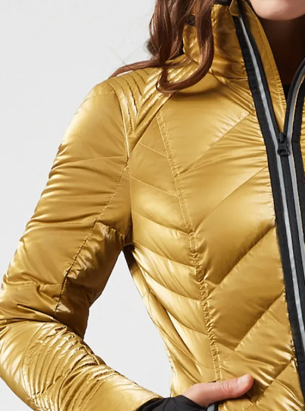 Super Hero Puffer With Reflective Trim - Gold- BF-FINAL SALE LAST CALL made by blanc noir