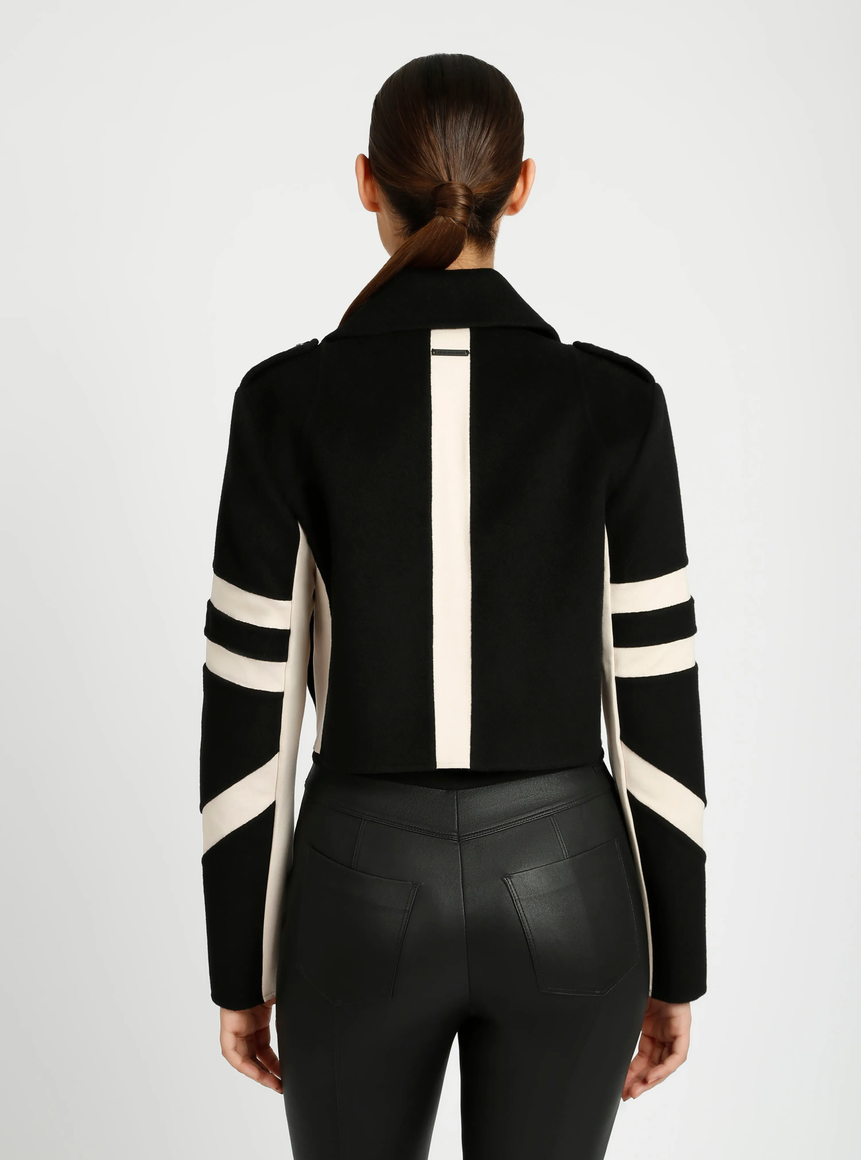 Handmade Wool Crop Jacket Black/Camel sold by blanc noir product image thumbnail 5