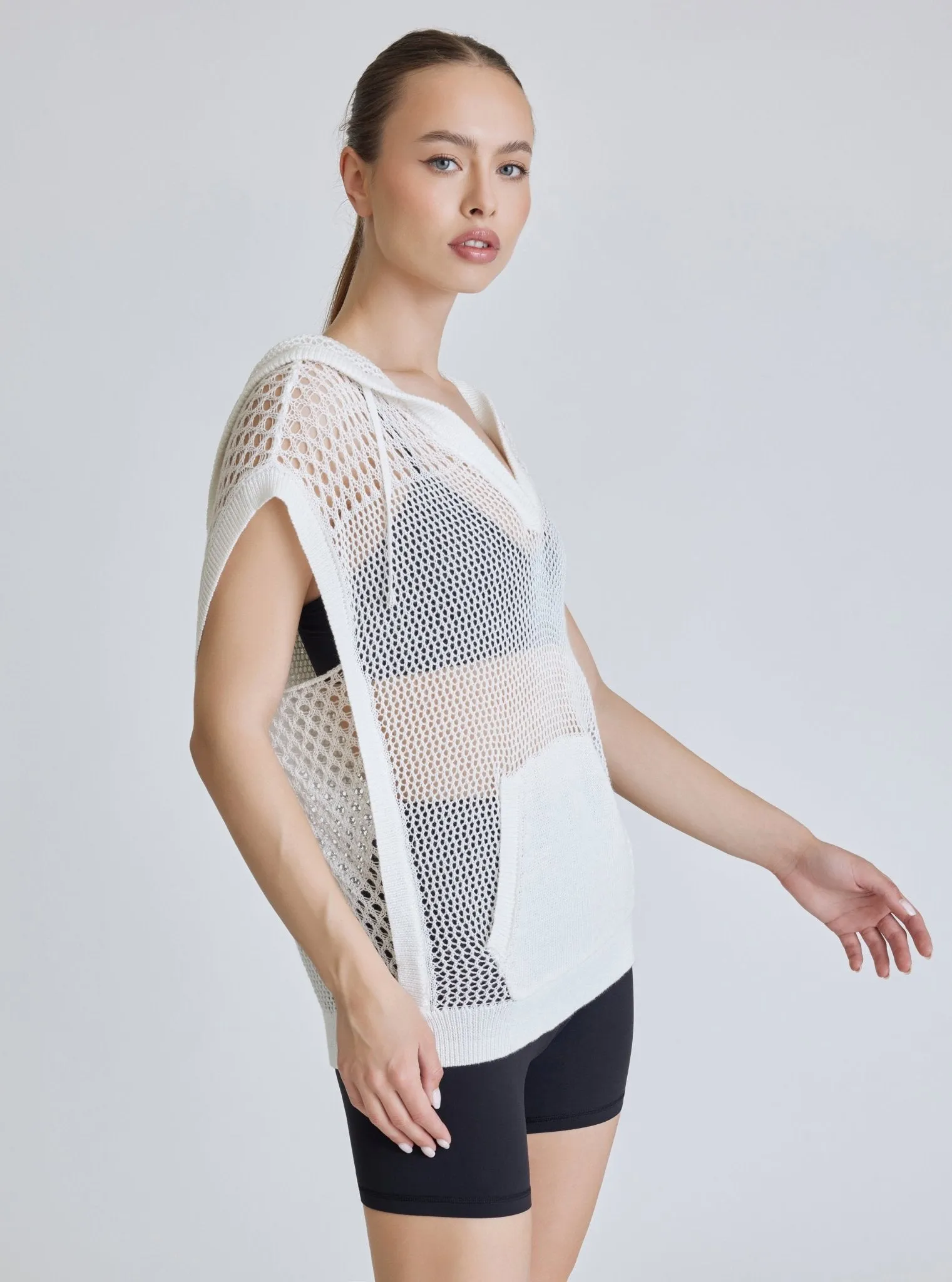 White Crochet Pullover Sleepless Hoodie - FINAL SALE sold by blanc noir product image thumbnail 4