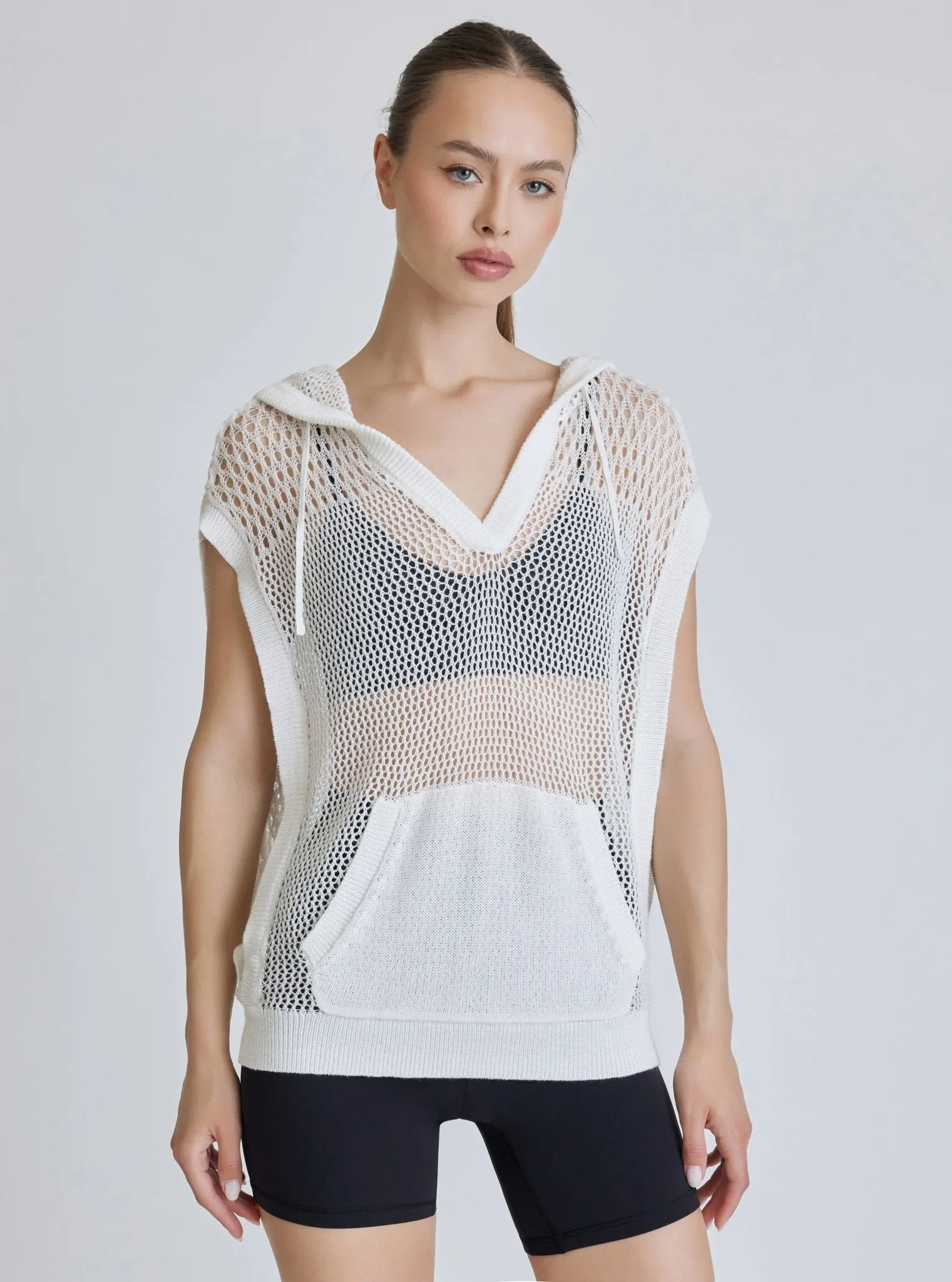 White Crochet Pullover Sleepless Hoodie - FINAL SALE sold by blanc noir product image thumbnail 2