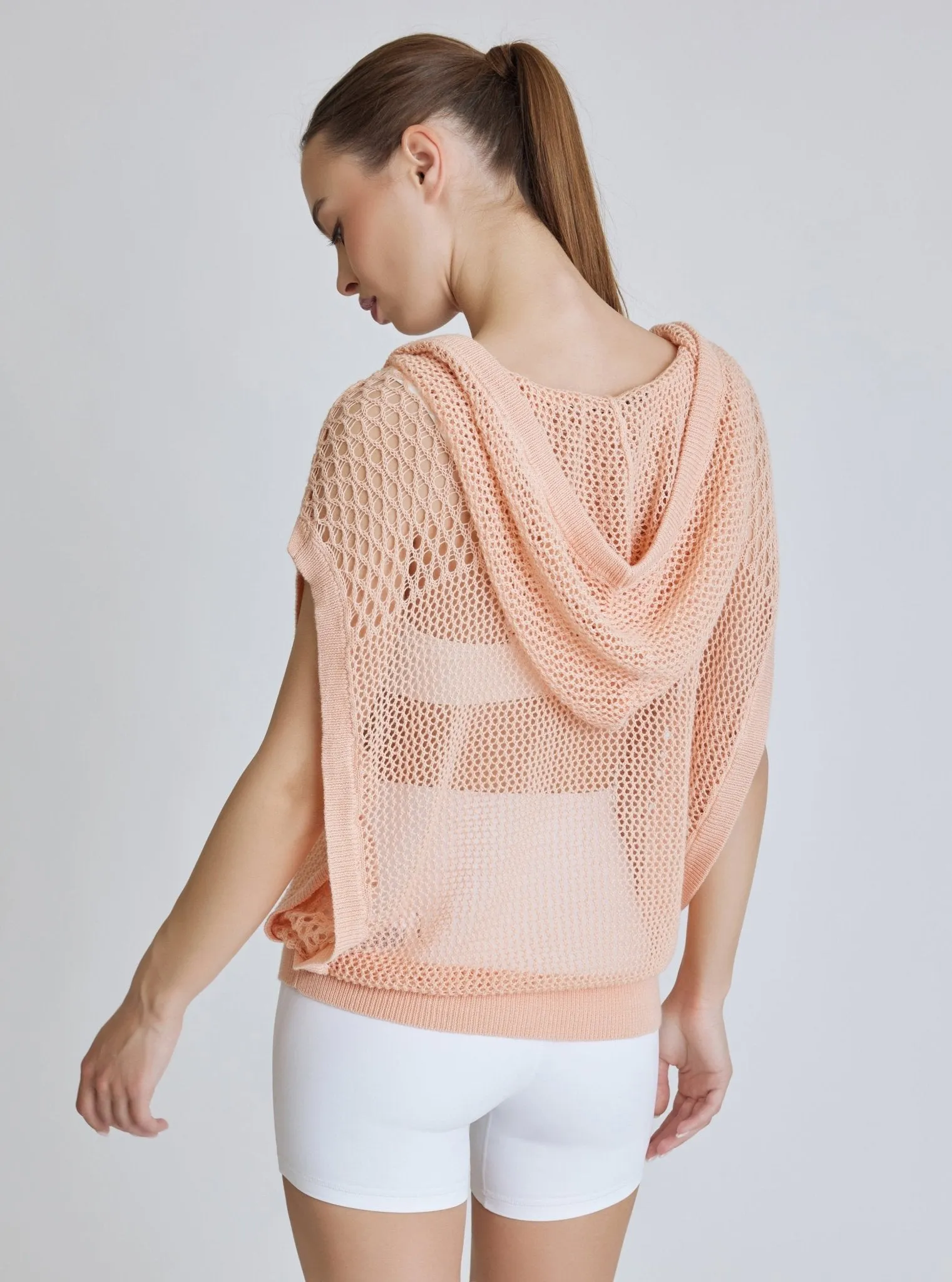 Pullover Crochet Sleeveless Hoodie - Almost Apricot - FINAL SALE sold by blanc noir product image thumbnail 3